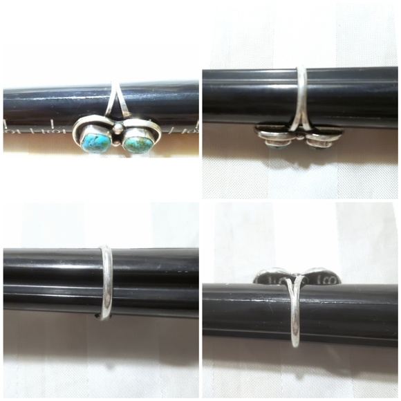 Vtg Navajo Double Nugget Turquoise Statement Ring 925 Sterling Silver Sz 7 - Picture 6 of 16